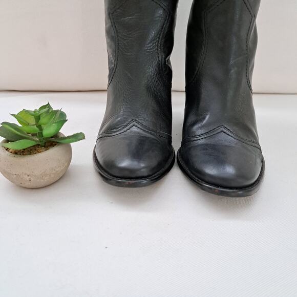 BCBGeneration "Silk" Slouchy Black Leather Cowboy Boots Western Size 7.5 - Picture 7 of 12